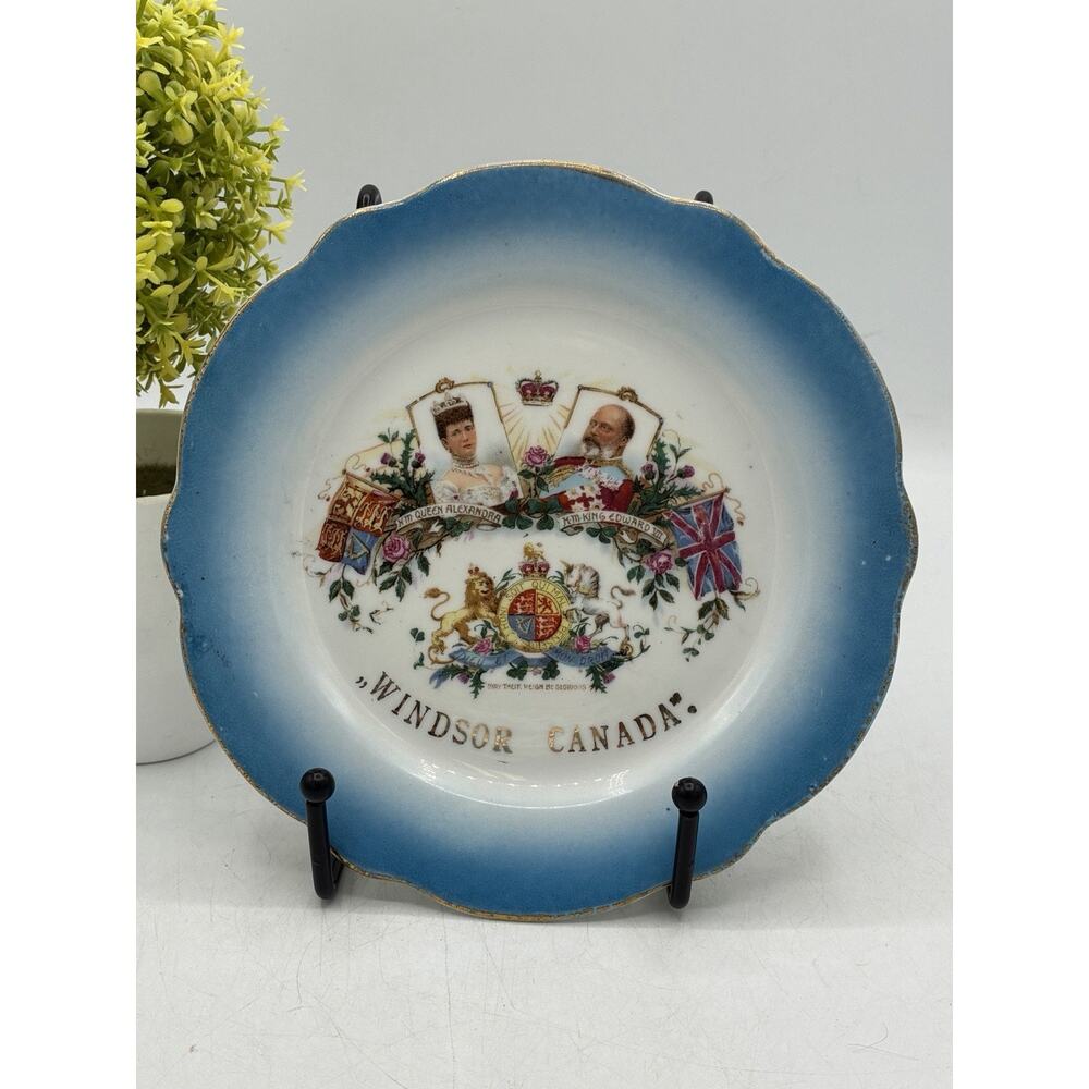 Antique 1902 King Edward VII Queen Alexandra Coronation Plate Windsor Canada